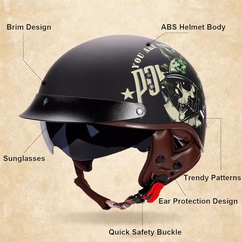 Casque ouvert rétro parfait pour vos balades estivales en scooter et chopper - 3
