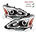 AmeriLite for 2013-2015 Altima 4Dr Sedan Projector Chrome Housing Halogen Replacement Headlights Assembly Pair - Driver and Passenger Side