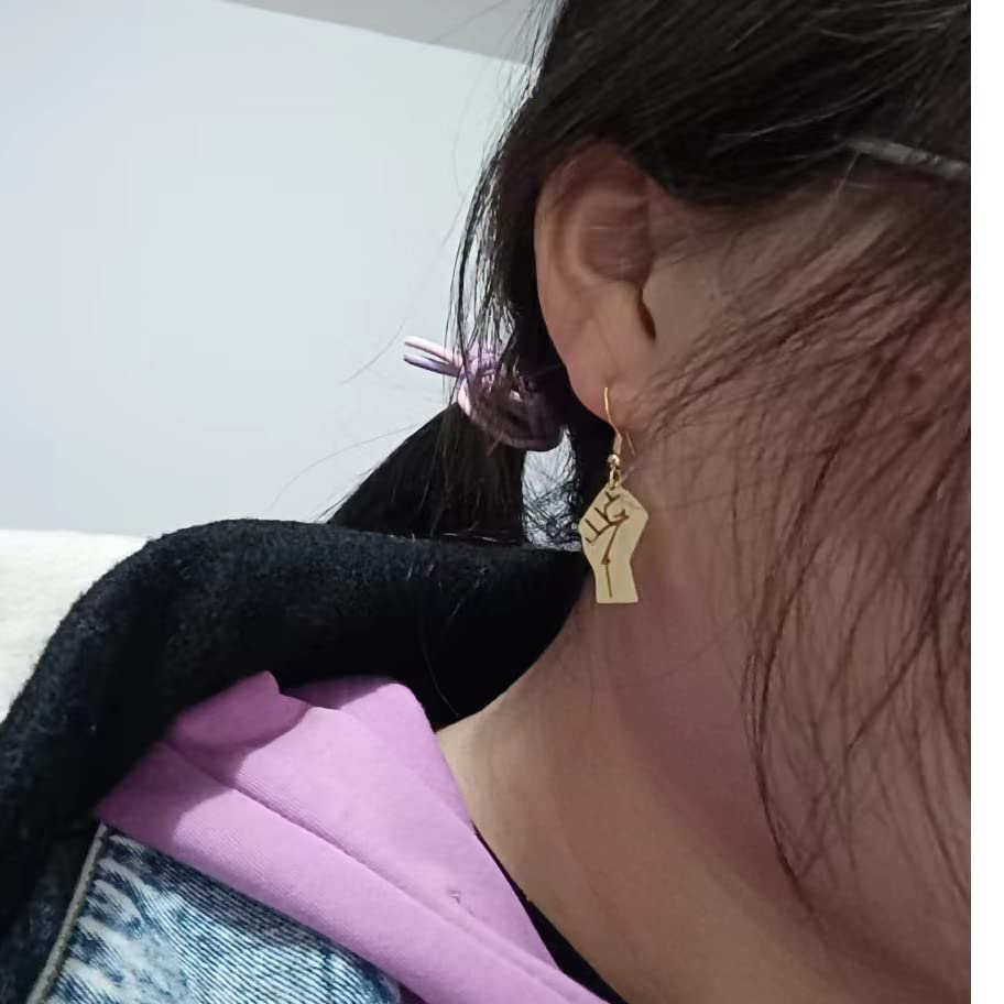 Gold Silver Rose Gold Black Lives Matter Fist Symbol Stud Earrings 3Tone2