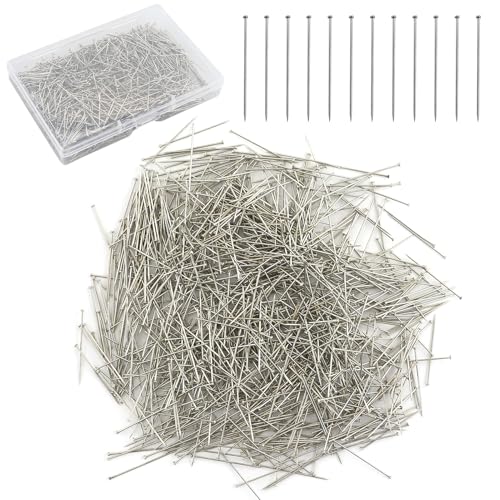 1100 Stück Stecknadeln aus Edelstahl, flache und wiederverwendbare Stecknadeln für Schmuckherstellung und Nähen