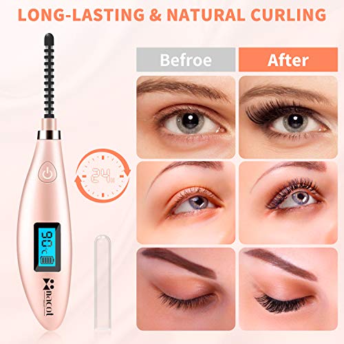 Heated Eyelash Curler, Electric Eyelash Curler with LCD Display 3 Temperature Gears, USB Rechargeable Lash Curler for Women Natural Curling and Long-Lasting - Thumbnail 7