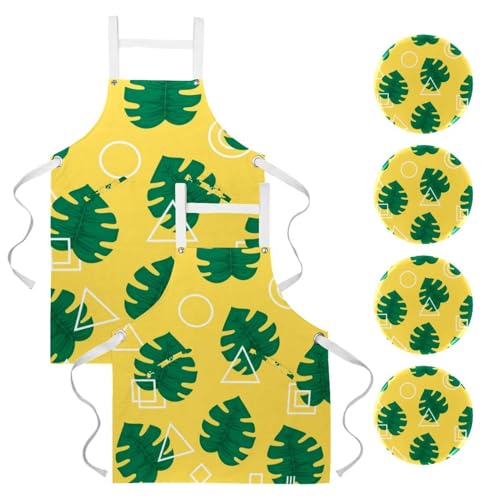 Tablier de serveuse pour cuisine et bistrot au motif palmier exotique