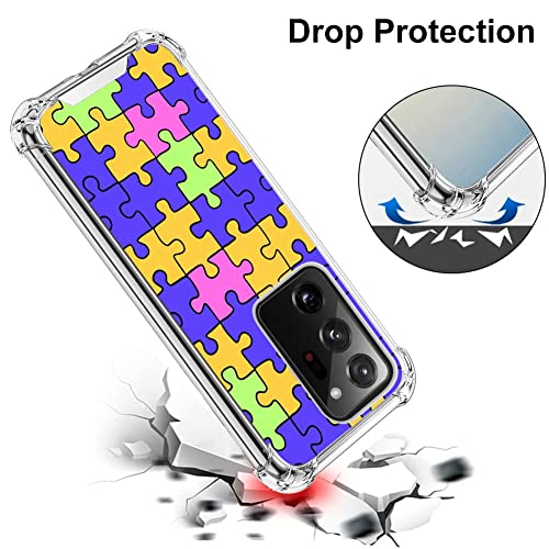 Mavzihok Case For Samsung Galaxy Note 20 Ultra 5G Designer Colorful Jigsaw Puzzle Pieces Ultra Slim Profile Protects Against Drop Shockproof Duty Shockproof Clear Smartphone Case Tmtp #TOP6