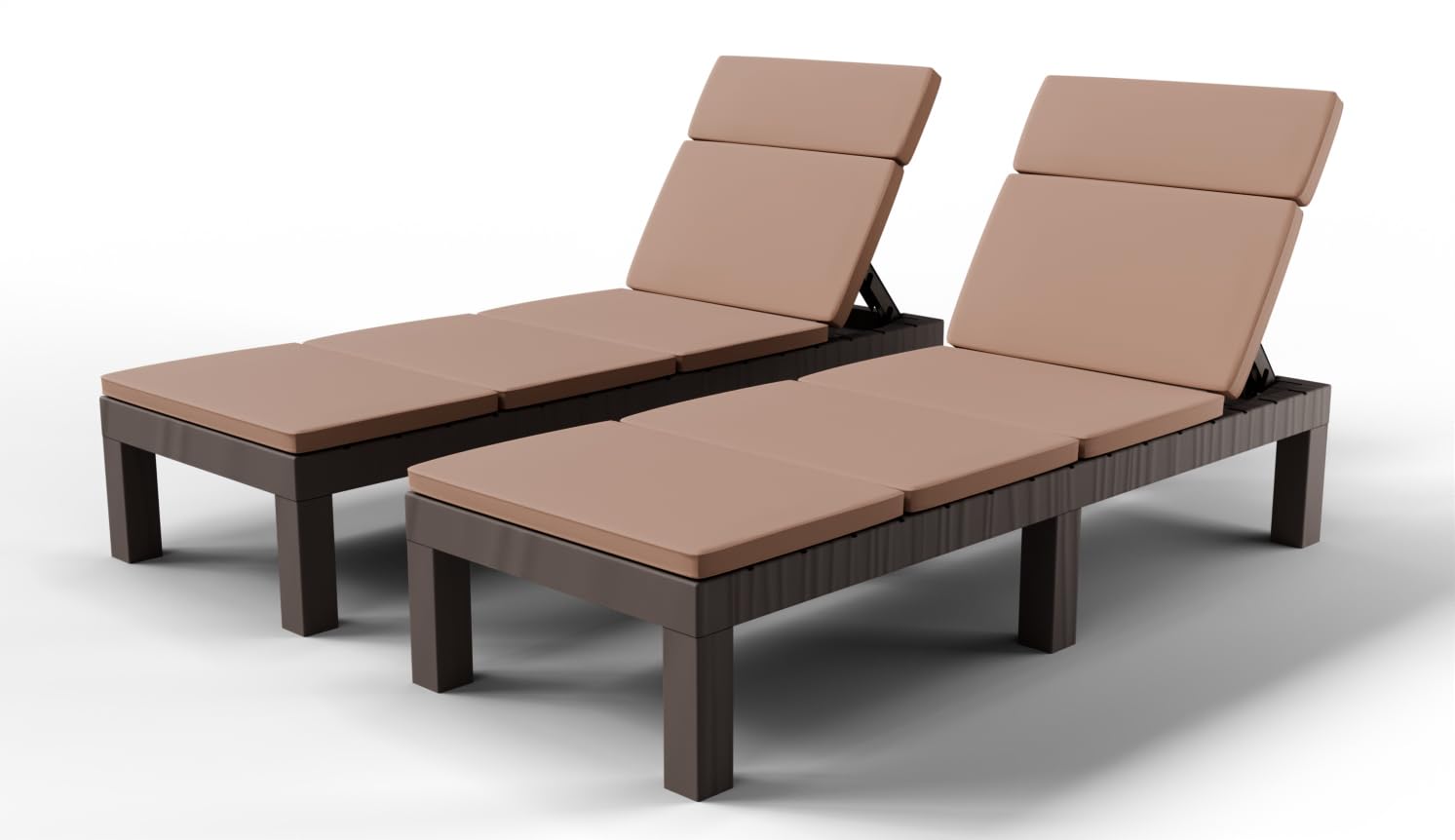 Luxirest Set di 2 Lettini Prendisole, Chaise Longue da Giardino per Esterno – Schienale Regolabile – con Cuscino – Marrone