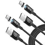 2 Pack Magnetic USB C Cable 6.6ft, KUULAA 3A Magnetic USB A to Type C Charging Cable, Support QC 3.0 Fast Charging & Data Transfer, Nylon Braided Cord for Samsung Galaxy S10 S9 S8 & Type C Devices