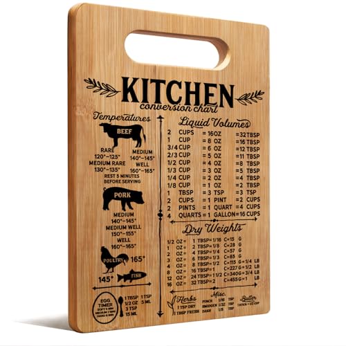 Lacama Kitchen Conversion Chart Cutting Chopping Boards for Kitchen, Charcuterie Board, Unique Mother's Day Kitchen Gifts for Women Mom, Cooking Gifts, Decorative Bamboo Cutting Board