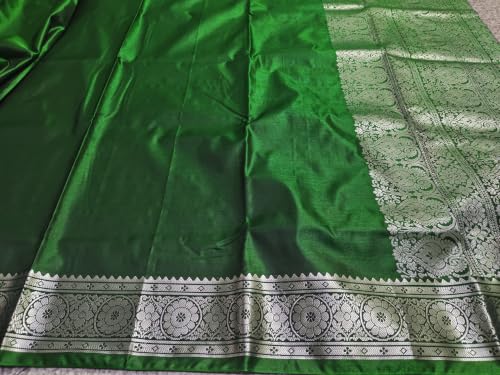 Image of Women's Glory Banarasi Satin Kanjivaram Saree Silver Zari Border Pure Soft Blend Silk Sari Kanchipuram Paithani Silk Party Wedding Festive New Ladies Sadi with Unstiched Blouse Piece. (Pink)