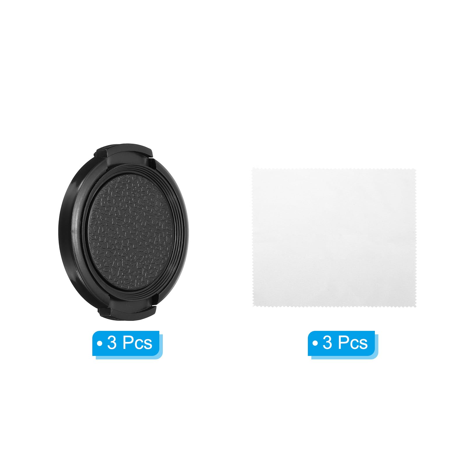 Lot De 3 Capuchons D'objectif 39mm à Pincement Latéral - Avec Laisse Anti-perte Et Chiffon