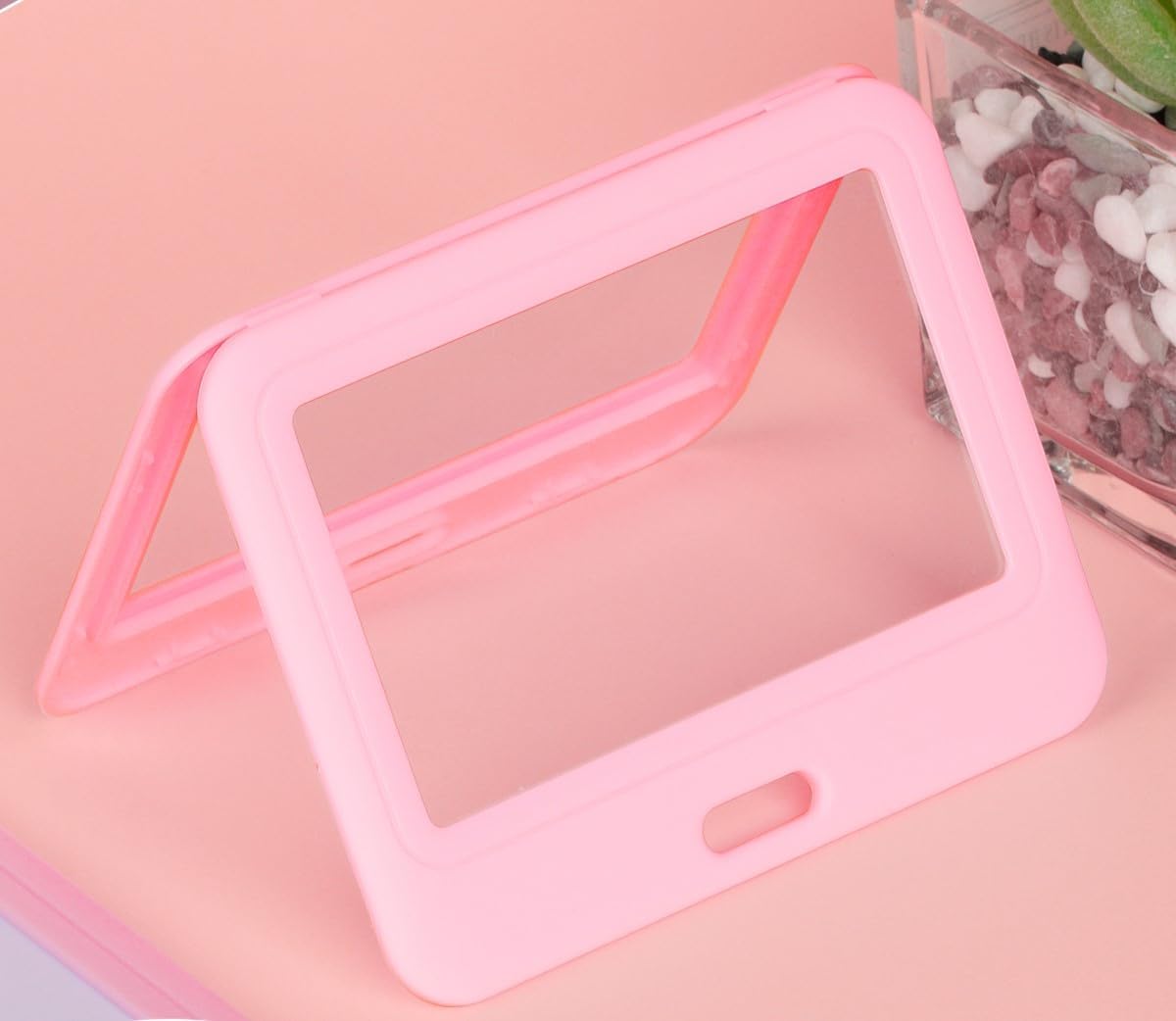 3 PCS Pink Card Protector with Double Side Window ID Badge Holder Horizontal Hard Plastic Case for Office School ID Credit Cards Proximity Key Cards Driving Licences and Passes