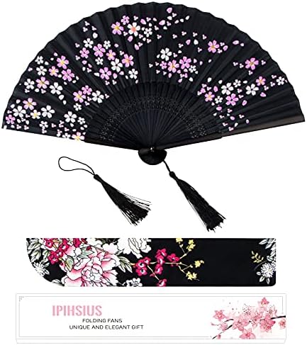 ULTECHNOVO Bambus Fächer Vintage - Falzfächer Mit Quaste 18cm Tanz Fächer