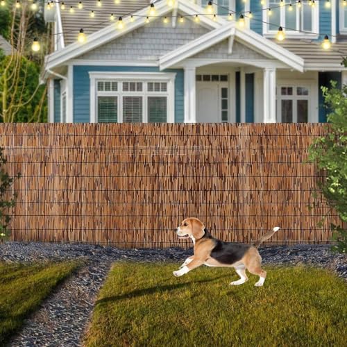 Rotoli di recinzione in bambù intrecciato a mano, per esterni, per balcone, patio e pergolato (122 x 201 cm), recinzione in bambù naturale per finestre, tetti e decorazioni da parete