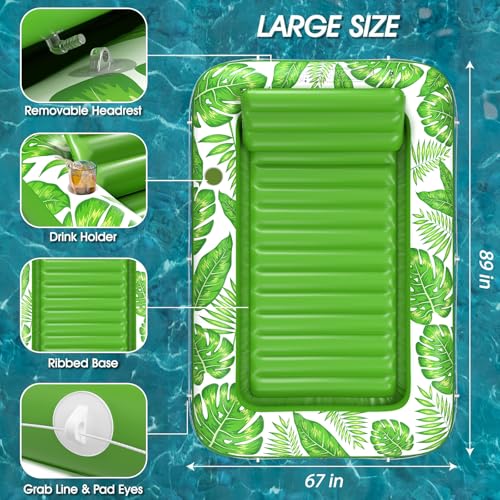 Image of Inflatable Tanning Pool Lounger Float - Jasonwell 4 in 1 Sun Tan Tub Sunbathing Pool Lounge Raft Floatie Toys Water Filled Tanning Bed Mat Pad for Adult Blow Up Kiddie Pools Kids Ball Pit (Green,XXL)