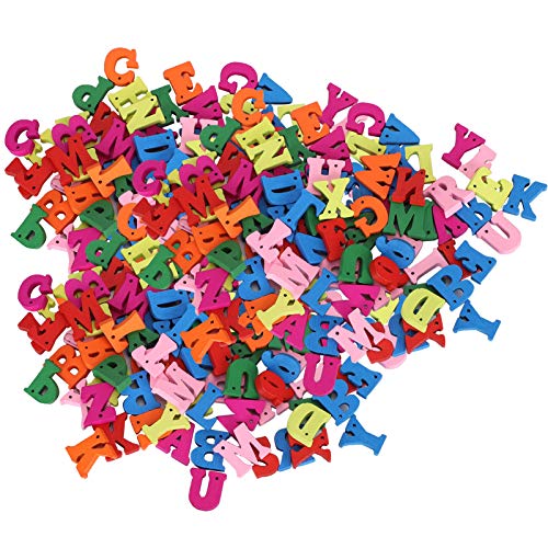 Lot de 300 lettres en bois colorées faites à la main pour enfants