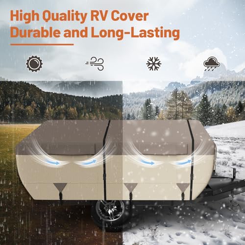 Umbrauto Pop Up Camper Cover for 08'-10' Folding Tent Trailer – Upgraded 9-Layers Top, Waterproof, Windproof, Sun-Resistant, Heavy-Duty Cover for All-Weather Winter Snow Protection by Umbrauto - Used condition - Image 4