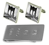 Select Gifts Manschettenknöpfe Brooklyn Bridge mit Bild und James Bond Geldklammer