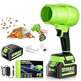 Portable Electric Cordless Leaf Blower – 400000RPM Handheld Blower with 4.0Ah Batteries & Charger, Variable Speed Lightweight Air Duster for Snow, Lawn, Patio & Dust Cleaning, Green