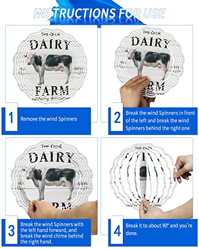 Farmhouse Cow Wind Spinner Indoor/Outdoor Garden Decor, Country Farm Animal On Wood 3D Stainless Steel Hanging Wind Sculpture, Crafts Ornaments Kinetic Yard Art 9.8'' #TOP5