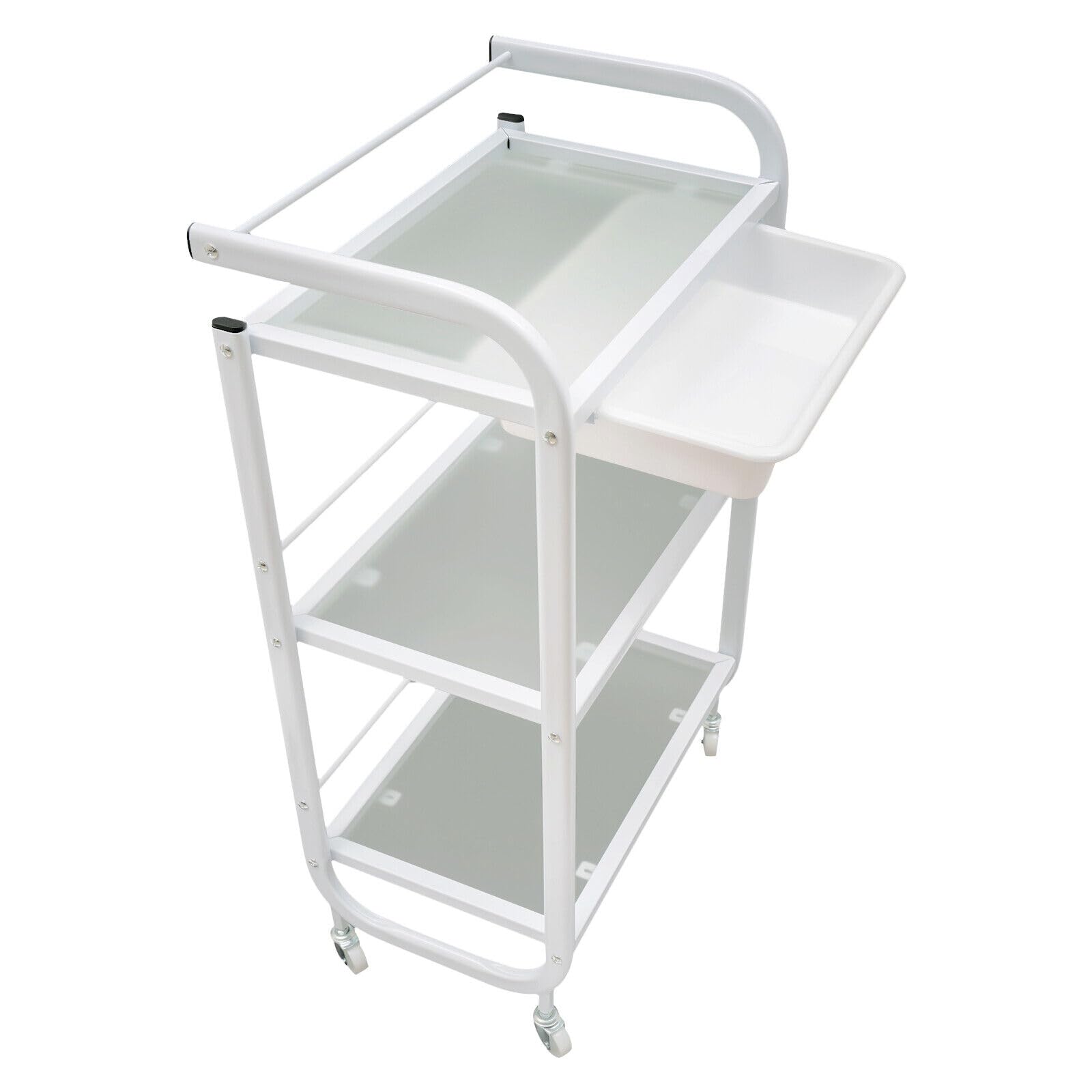 Salon Trolley Cart For Beauty SPA, Wooden Rolling Storage Station, Mobile Utility Cabinet With 1 Drawer 2 Trays, Medical Esthetic Supply Holder For Massage Tattoo Facials, Pink