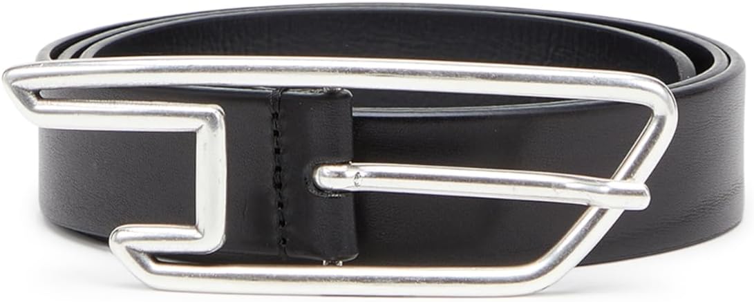 Diesel B-D LINE 30 Unisex Leather Belt | Sleek, adaptable piece with D logo buckle