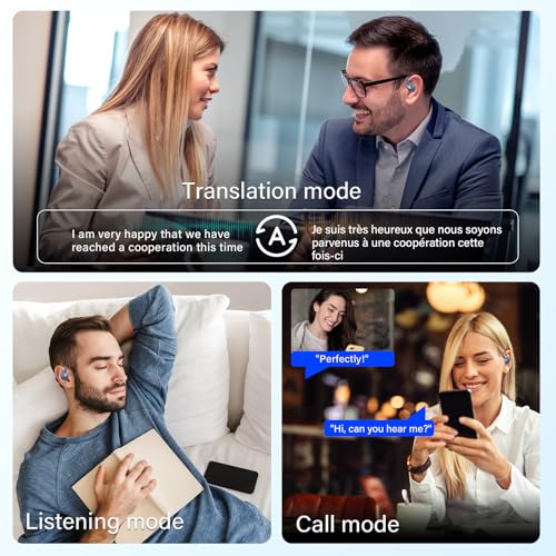 AI Translation Earbuds Real Time, 164 Language Translator Earbuds, 3-in-1 Bluetooth 5.4 Translation Headphones with 5 Translation Modes, 48H AI Ear Buds Translator Device for Business/Learning, Blue by Jesebang - Image 5