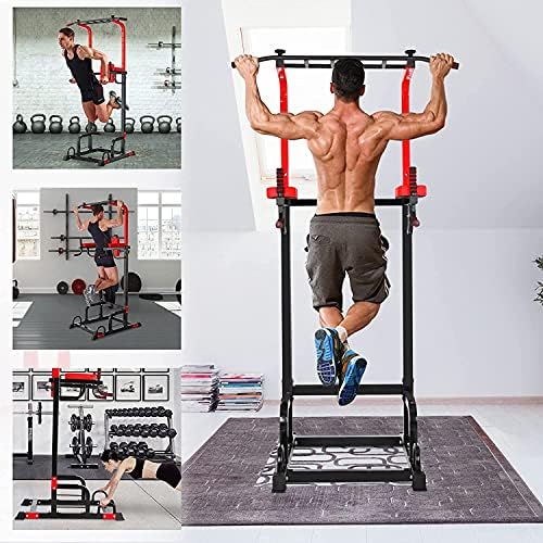 TLGREEN Multifunction Power Tower Dip Station Pull-Up Bar, Strength Training Full Body Training Home Fitness, Made of Steel Tube, Load Capacity up to 200 kg