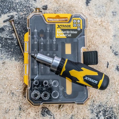 XTrade X0900076 23 Piece Ratchet Bit Driver & Socket Set S2 Steel Comfortable Ratcheting Driver Handle in A Durable Storage Case - Image 3