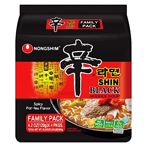NongShim Shin Black Noodle Soup, Spicy, 4Pack (1Pack (4 Pack Each)) Cover