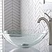 KRAUS Round Crystal Clear Glass Vessel Bathroom Sink, 16 1/2 inch GV-100