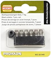 Proxxon 28940 MICROMOT Stahlspannzangensatz 6teilig 1-3,2mm mit Halter, schwarz/silberfarben