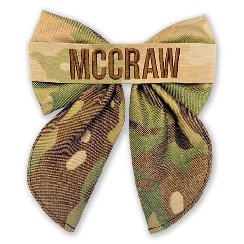 Name Tape Fable Military Bow Hair Accessories, Personalized Army Hair Bow with Nametape, Air Force OCP NWU Marine Memorial Day and Veterans Day Gift