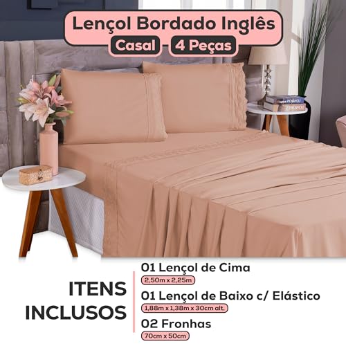 Jogo de Lençol Com Bordado Inglês para cama de Solteiro, Casal Padrão, Casal Queen e King Lençol Sup