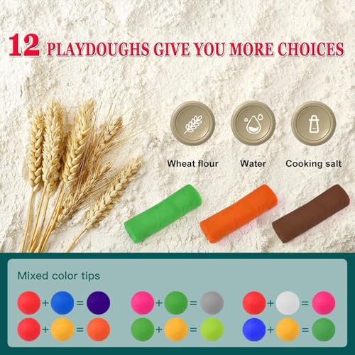 Fuijeuj Playdough Dinosaur Eggs Sets for Kids Ages 3-6,Dino Dough Play Molds Toys Gifts,Play Clay Accessories Dinosaur Toys Present for 3 4 5 6 7 8 Year Old Girls Boys - Image 4
