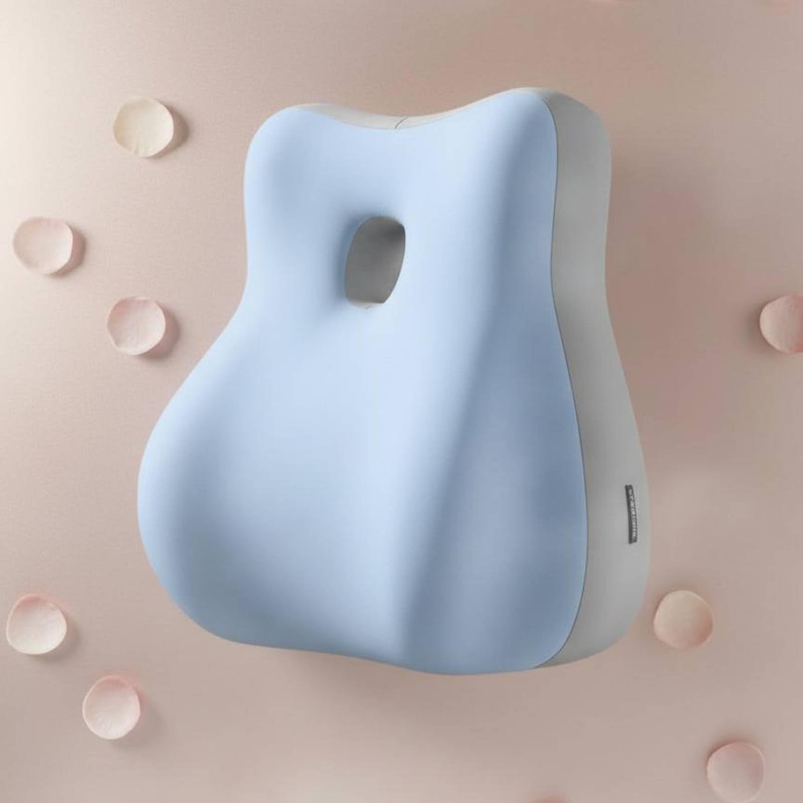 Almohada para Pareja Cojín Ergonómico de Posicionamiento Soporte Lumbar Espuma Viscoelástica Funda Desmontable Lavable Adecuada para Lectura en Cama, Beige+Gris
