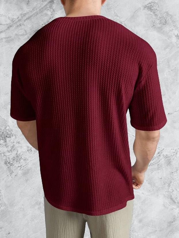 Image of Streetwear Dot Waffle Popcorn Round Neck Cotton Tshirt for Men
