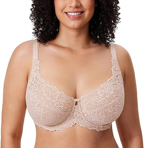 DELIMIRA Damen Minimizer Spitzen BH mit Bügel | Vollschalen, Große Größen, ohne Polster, Spitze