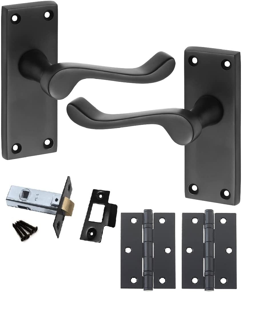 Golden Grace Victorian Scroll Door Handles - Black - 120 x 40mm