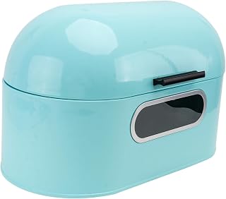 BRIGHTFUFU 1pieza Caja De Pan De Metal Visible Para Cocina Almacenamiento Compacto y Prueba De Polvo Color Azul Para Pan Galletas