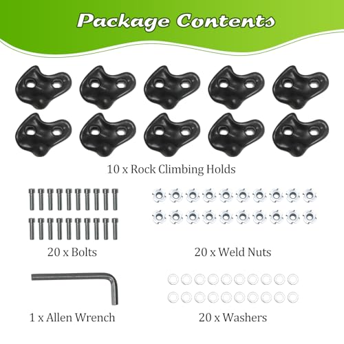 Mlijzard 10 Pack Rock Climbing Holds Extra Large for Kids Climbing,Adult Climbing Rocks with Mounting Hardware,DIY Rock Climbing Wall Indoor Outdoor Playground Backyard Park Play Set