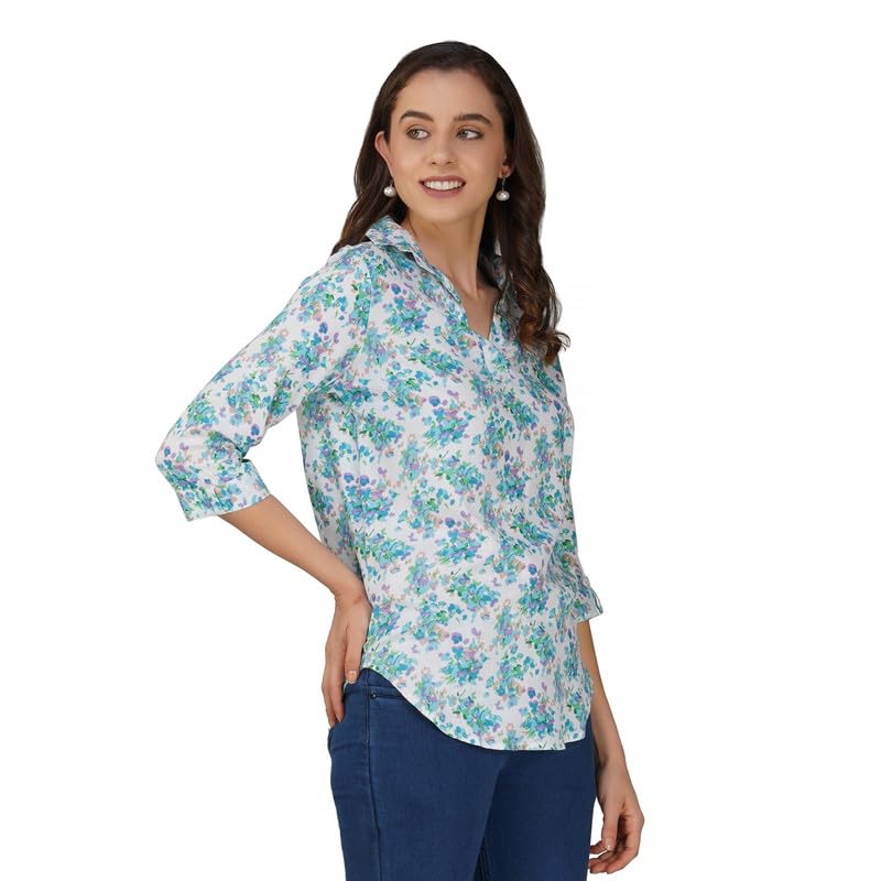 Image of Amazon Brand - Anarva Women's Printed Regular Fit 3 /4 Sleeve Top and Shirts