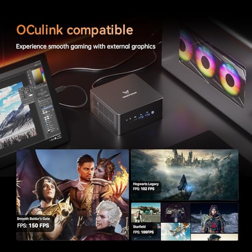 MINIS FORUM UM890 Pro Mini PC - AMD AI Ryzen 9 8945HS, 8 C/16 T, Radeon 780M GPU, 32GB DDR5 RAM, 1TB M.2 SSD, HDMI 2.1, DP 1.4, 2xUSB4, 4xUSB3.2, Oculink, 2xRJ45 2.5G, Wi-Fi 6E & BT 5.2