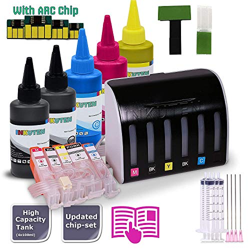 INKUTEN CISS Continuous Ink System for PGI-250/CLI-251 Easy-to-Refill with 5x100ml Premium Dye Ink