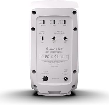 ADAM Audio D3V Active Desktop Studio Monitor Speakers - White | USB-C, D-ART Tweeter, 3.5in Woofer, 240W, 45Hz-23kHz, 97dB SPL, Balanced TRS, Headphone Out