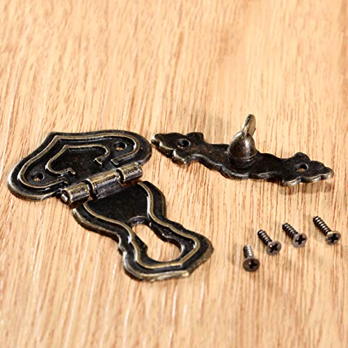 Image of 1pc Lock Hasp Hook Metal 5 Screws Retro Bronze Decorative Wooden Box Case Chest Padlock Vintage Iron Hardware 63x47mm