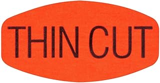 Thin Cut Labels Fluorescent Red Grabber Grocery Store Labels Black Imprint - 1 3/8