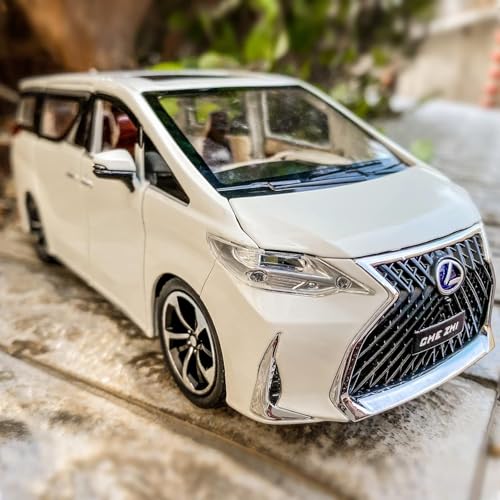 Image of 1:24 Lexus LM300 Alloy Diecast Model Car, Pull Back Toy Vehicle with Light and Sound, Openable Doors, Realistic Design, Gift for Boys, Girls, and Car Enthusiasts (White)