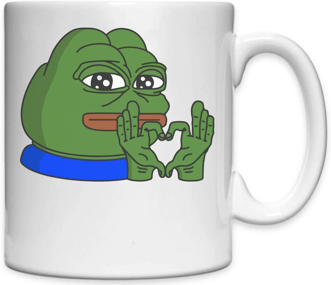 Pepe The Frog Hand Heart Meme Art White Ceramic Mug White One Size - One Size White