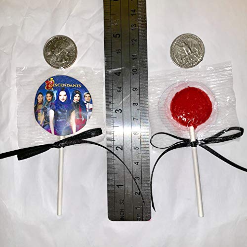 Descendants Lollipops Party Favors Decorations Movie Lollipops W/ Black Ribbon Bows Party Favors -12,Halloween Evie Mal Carlos Audrey Ben Jay Evil Queen Malificent Jafar Cruella De Vil #TOP3