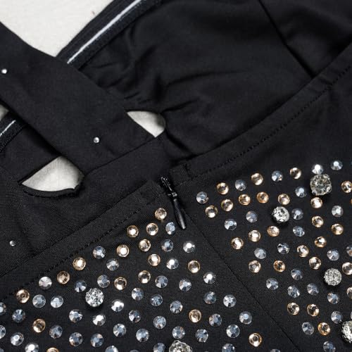 Image of PORRCEY Women's Sexy Elegant Rhinestone Bodycon Dress Hot Drilling Clubwear