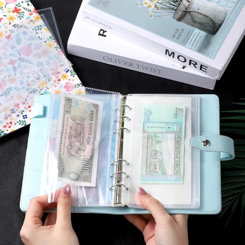 12 Stück A6 Binder Taschen Transparente A6-Ordnertaschen PP Einlagen Budget Planer 6-Loch Bindetaschen Wasserdicht Dokumententasche Geld Budget Umschläge Für Sparorganizer Zubehör
