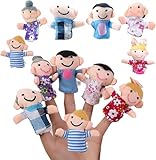 6 Pcs Mini Finger Puppet Set, 6 People Family Members Grandparents Finger Puppets Set, Cloth Velvet Puppets, Story Time Puppets